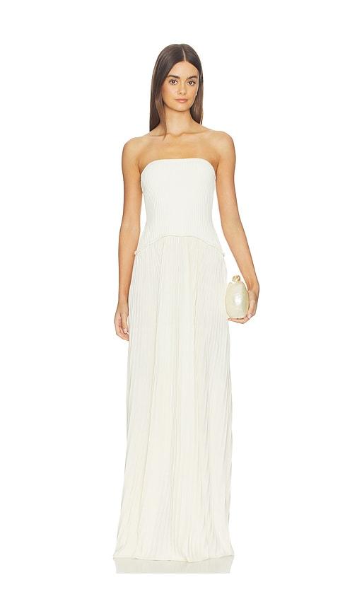 solid & striped the strapless soglio dress in beige.