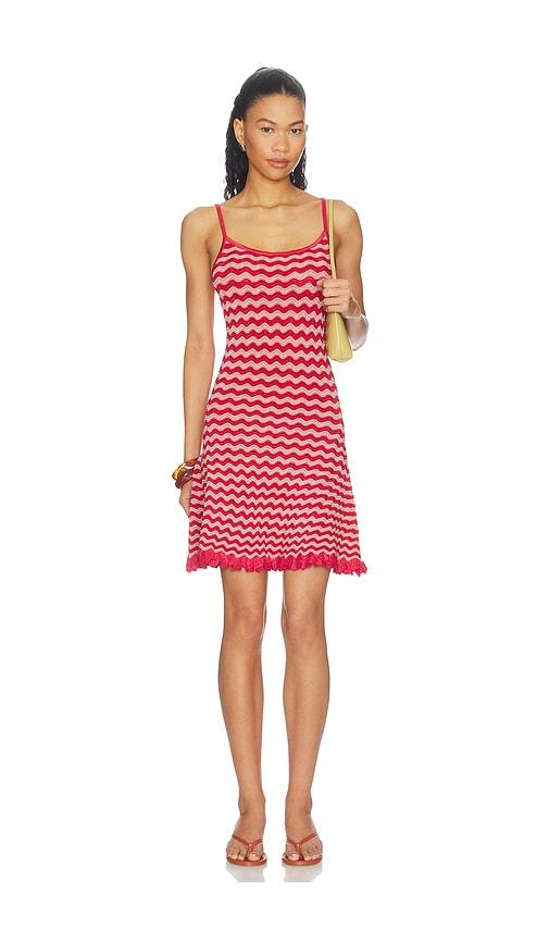 solid & striped the talia dress in red.