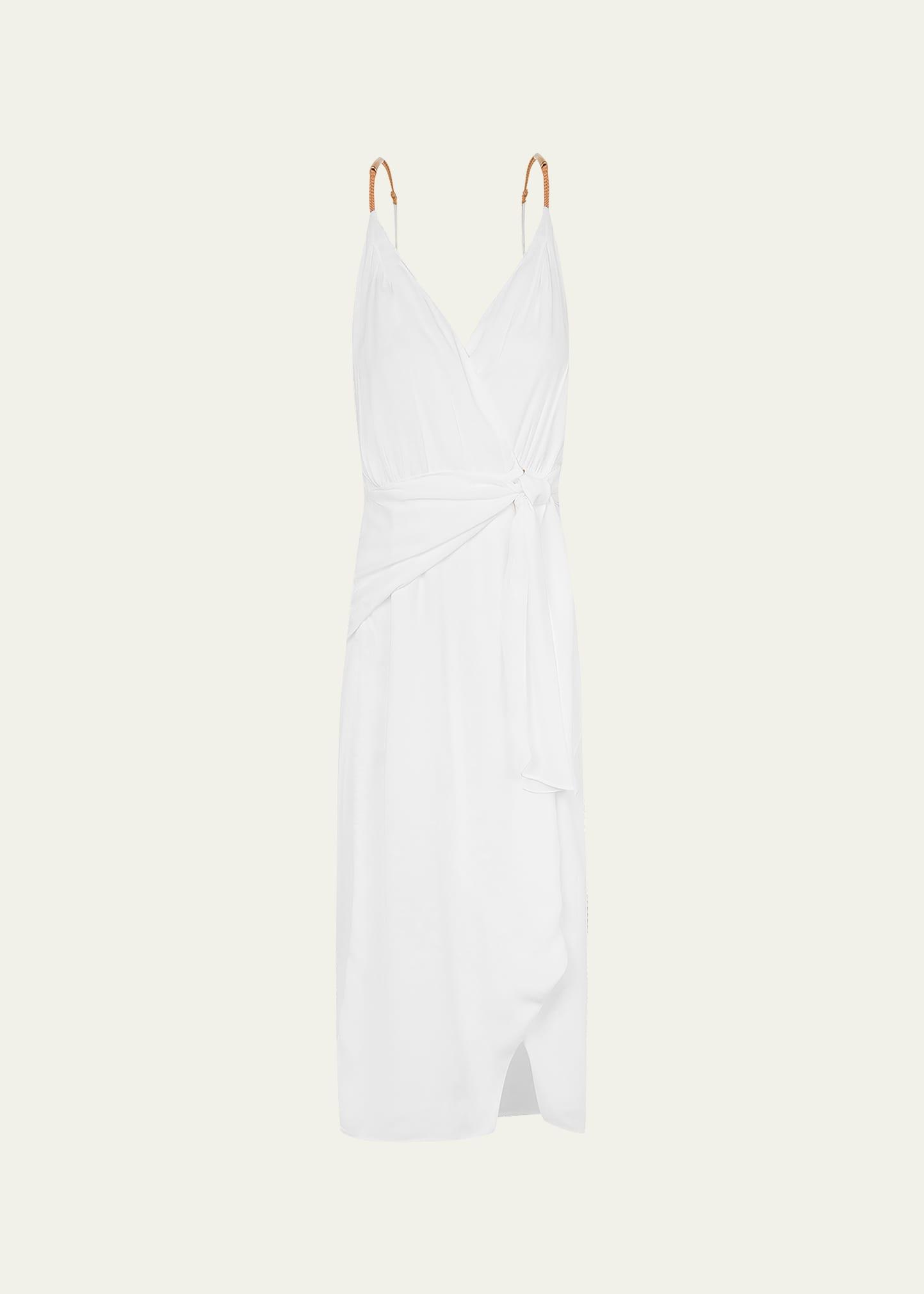 solid carly midi wrap dress