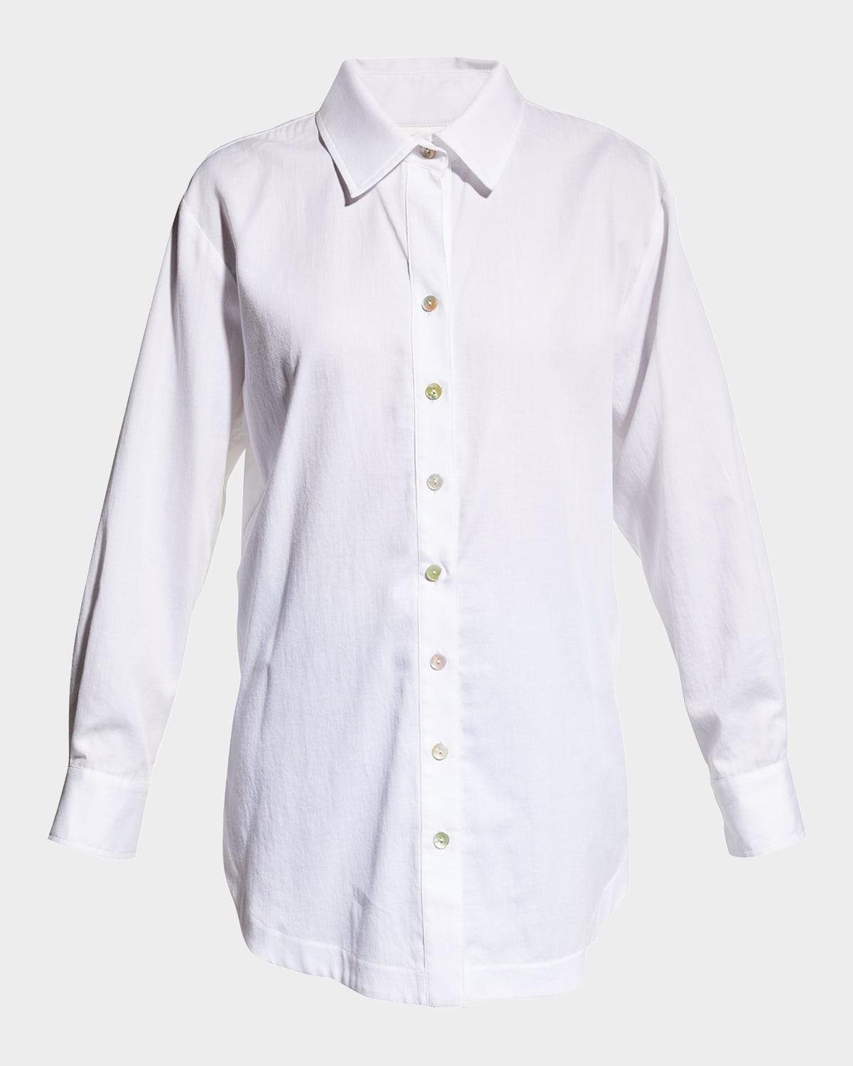 solid cotton lawn boyfriend shirt