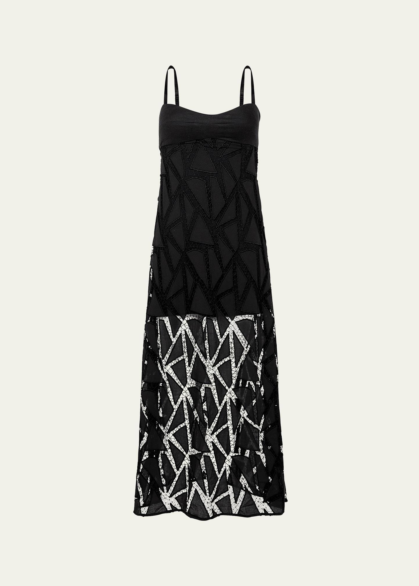 solid eleni embroidered maxi dress