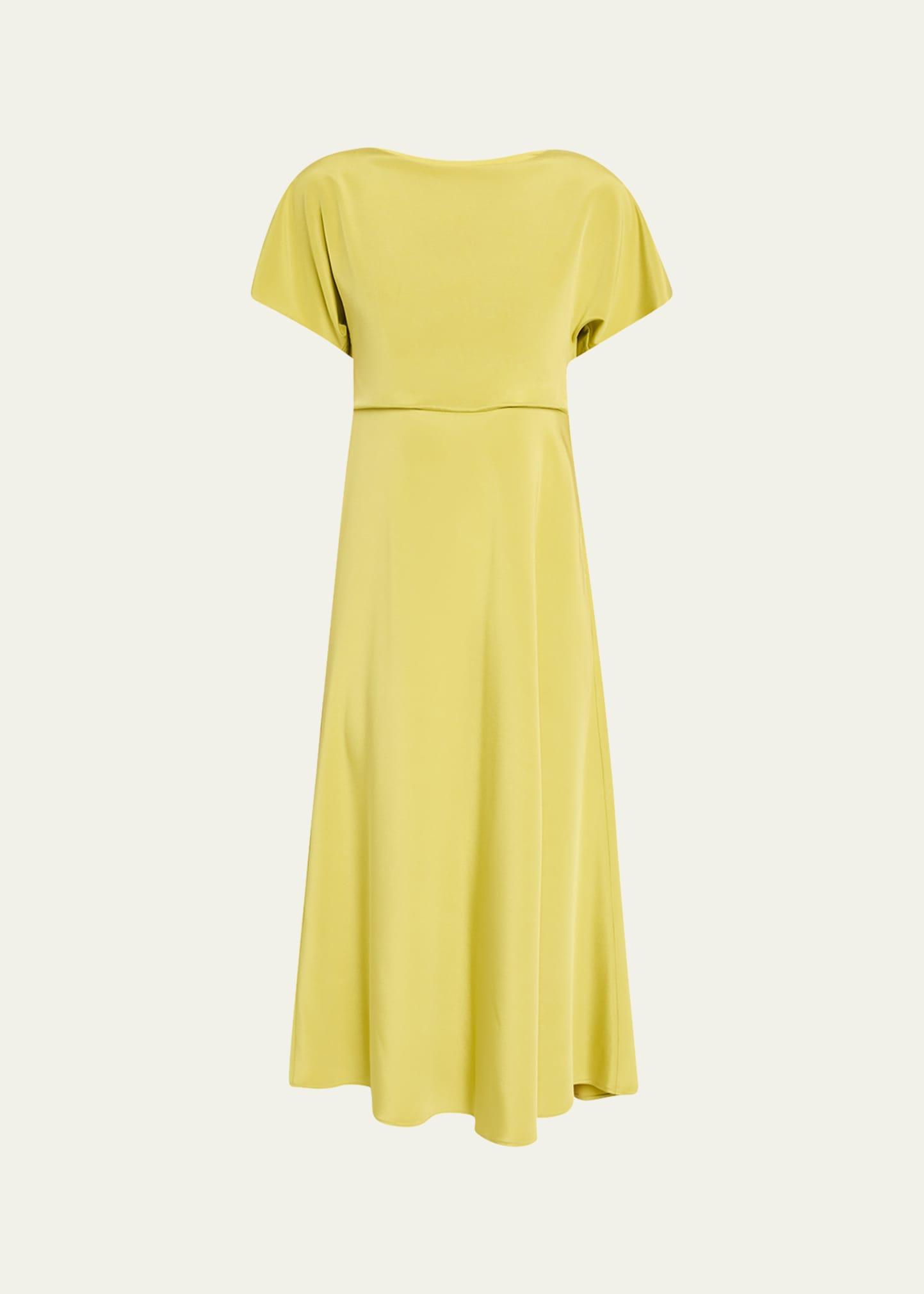 solid satin midi dress