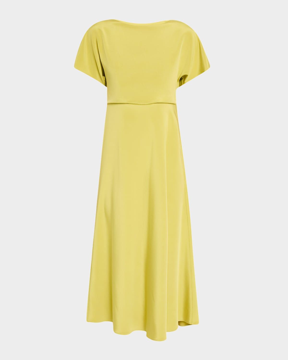 solid satin midi dress