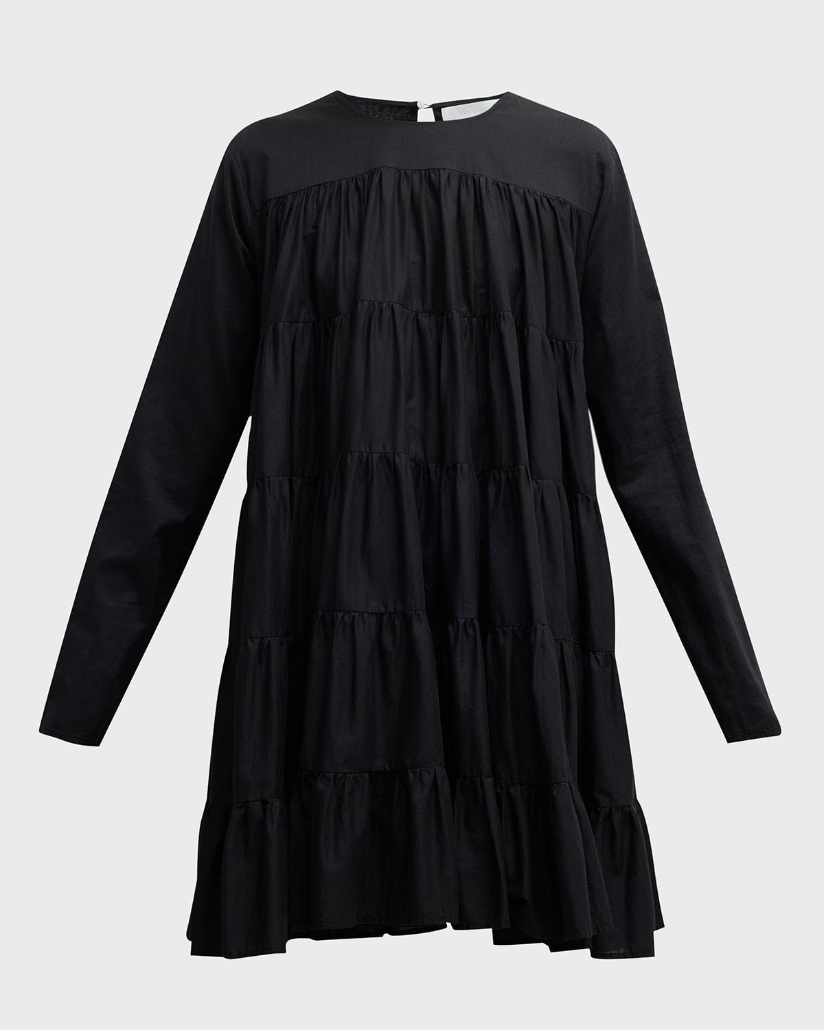 soliman tiered long-sleeve mini dress