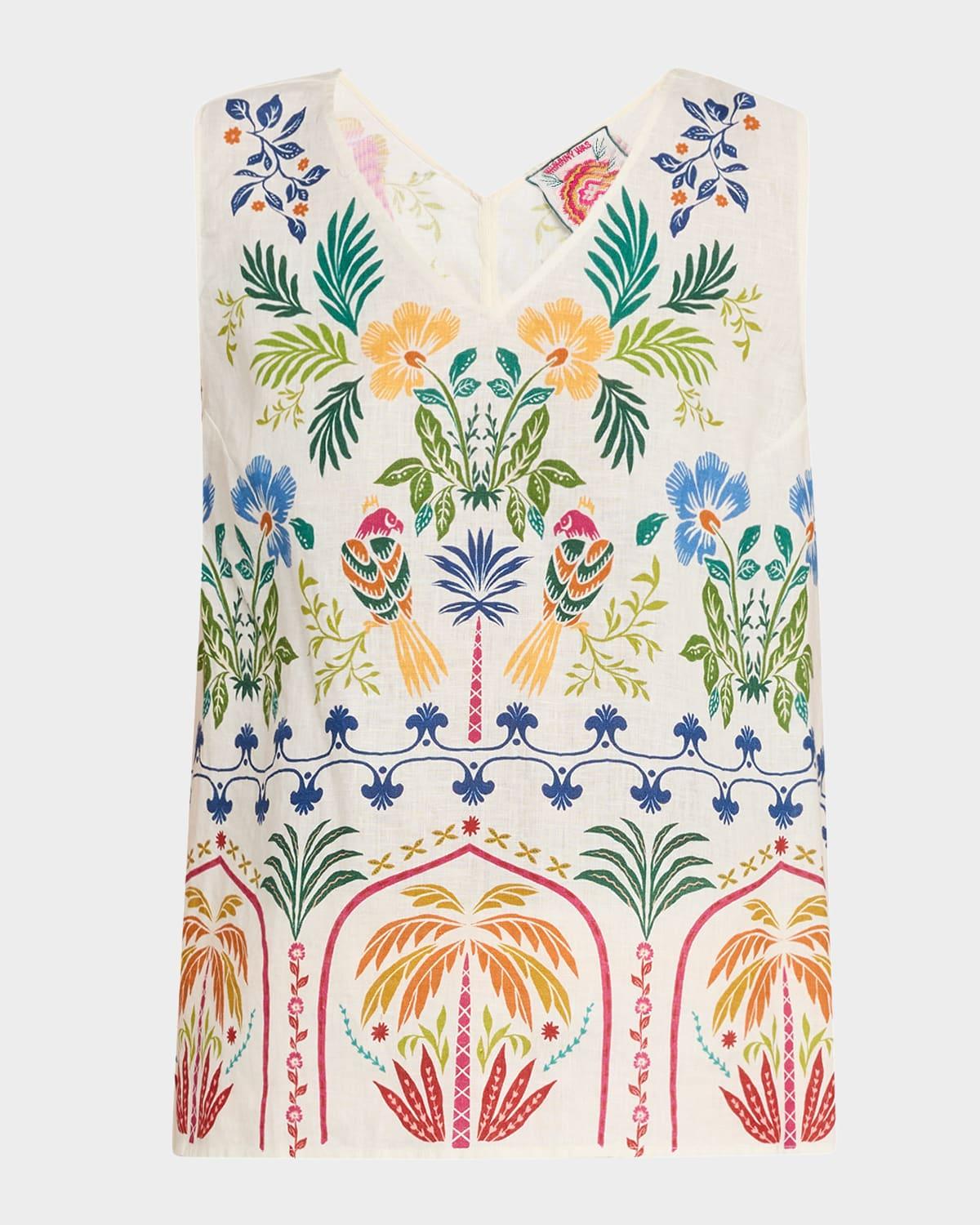 soller floral-print linen twill tank