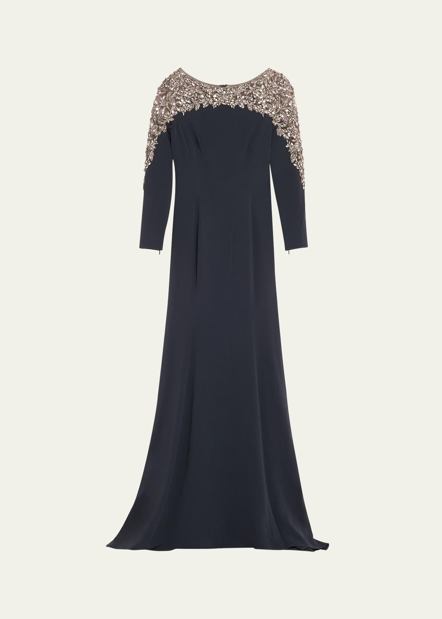 solstice beaded trumpet gown
