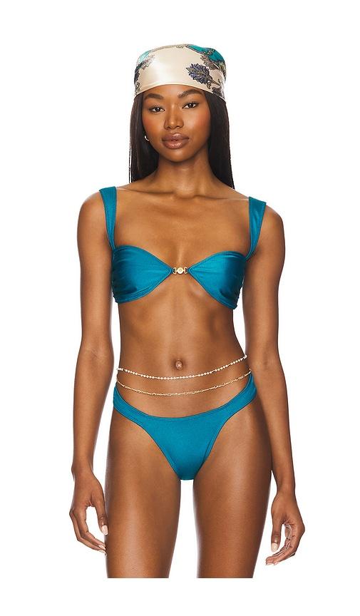 sommer swim soriya bikini top in teal.