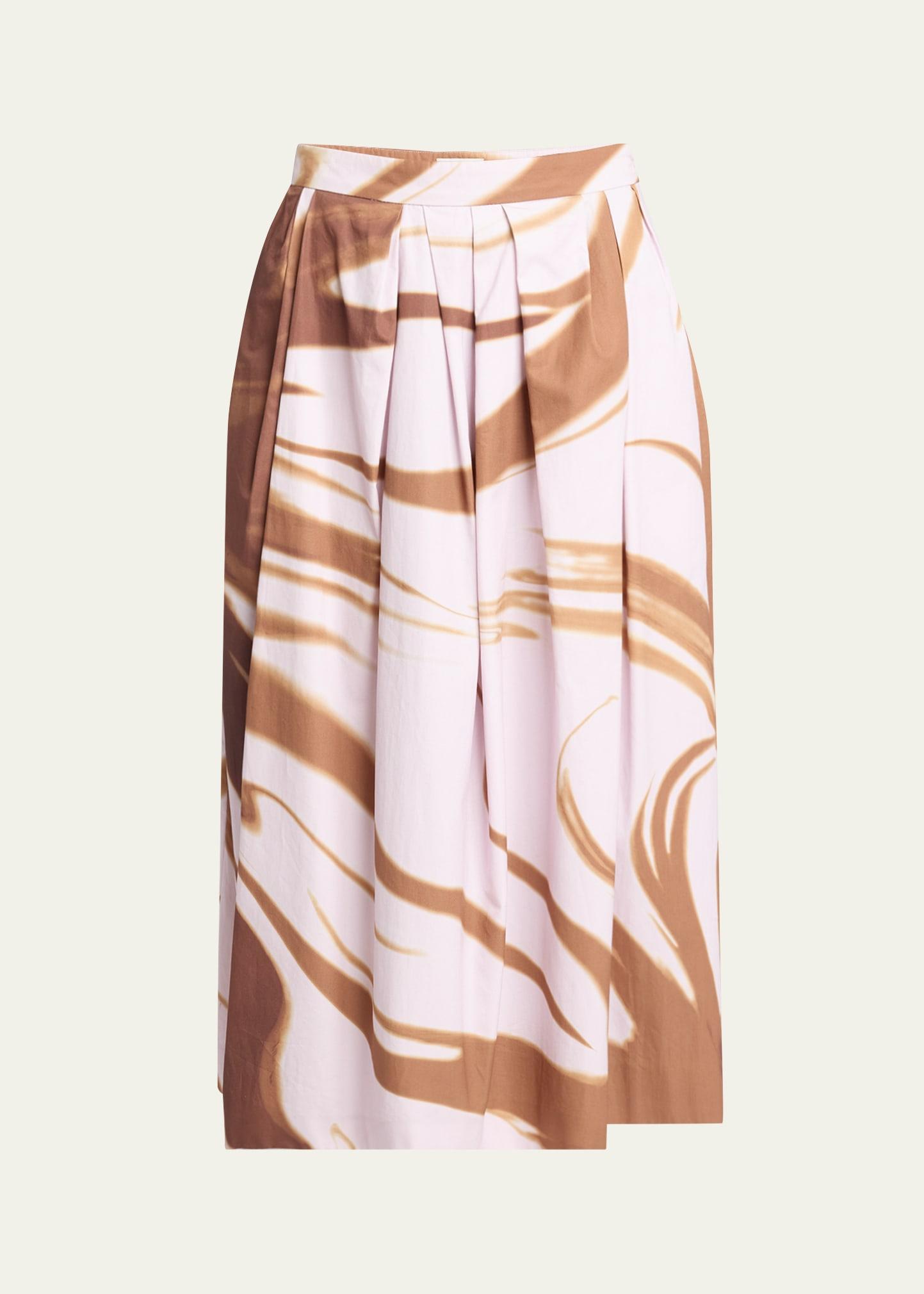 soni printed long pleated skirt