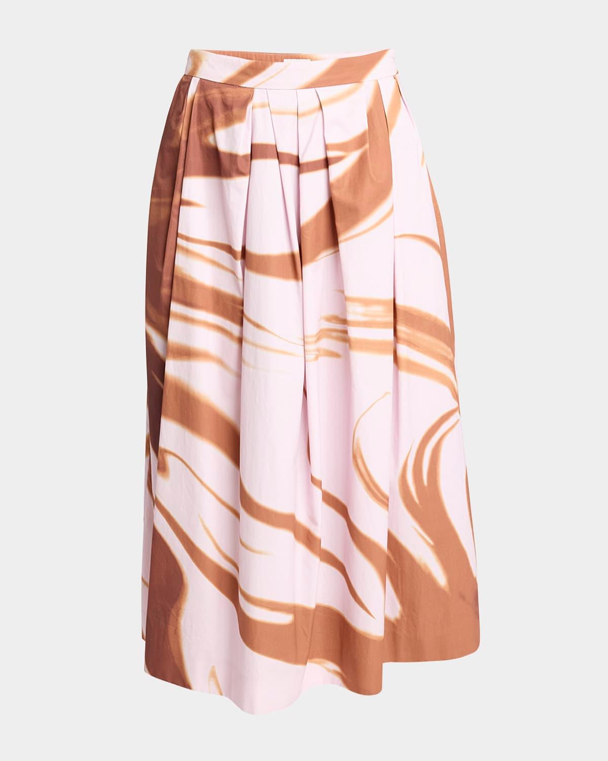 soni printed long pleated skirt