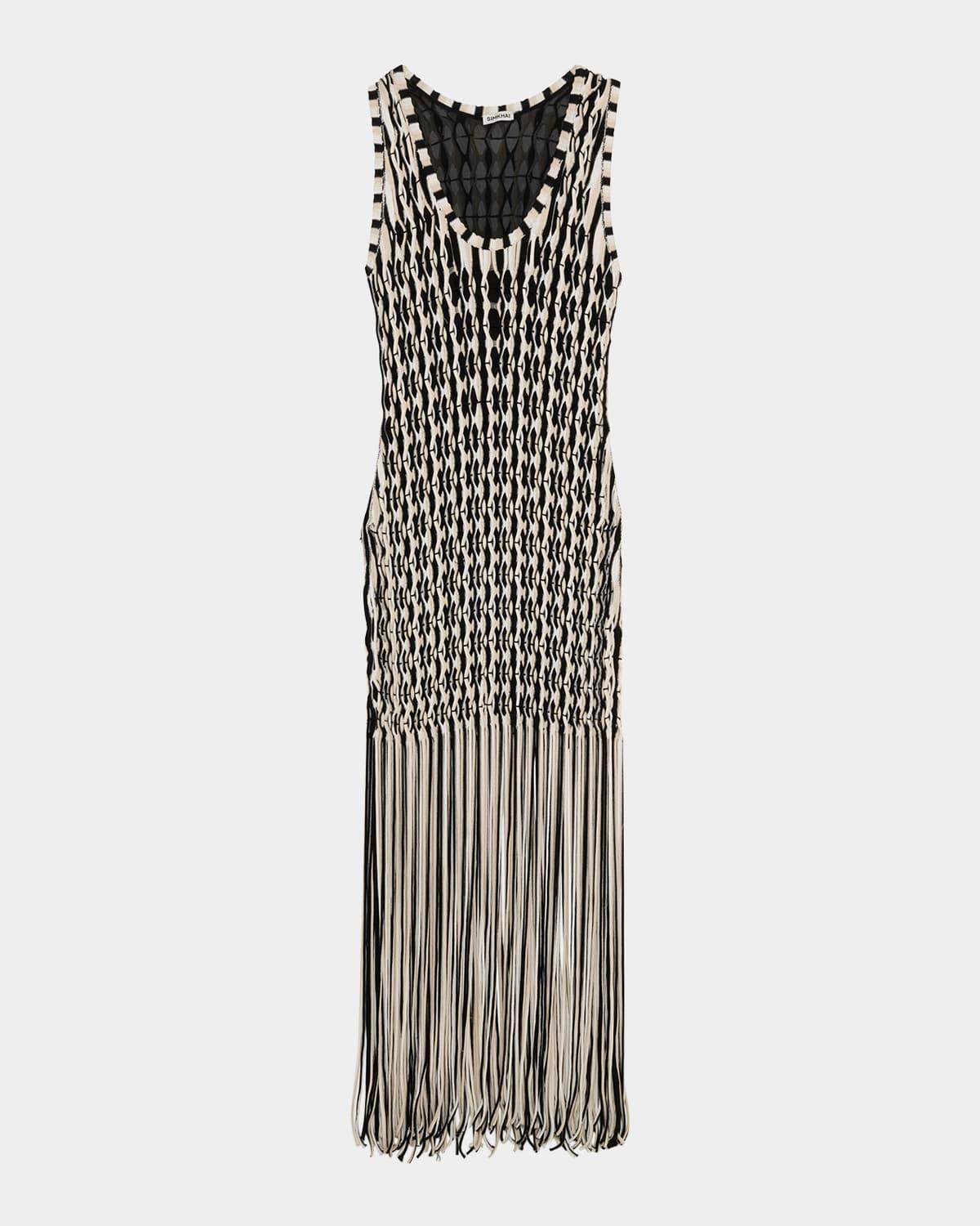 sonia woven fringe tank dress