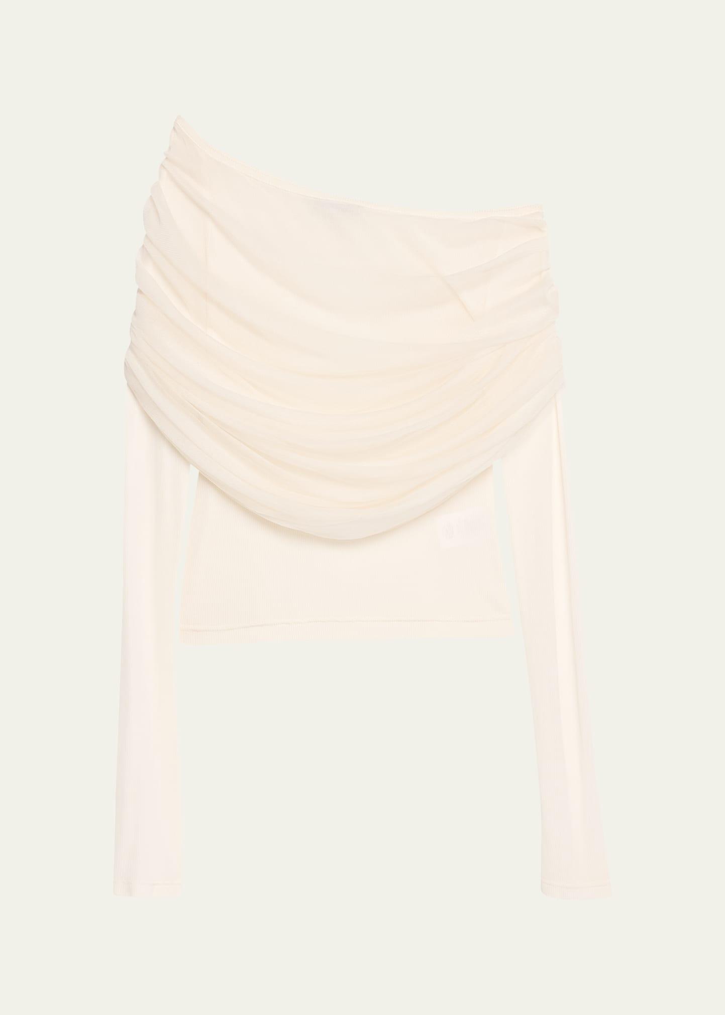 sonora veiled off-shoulder tulle top