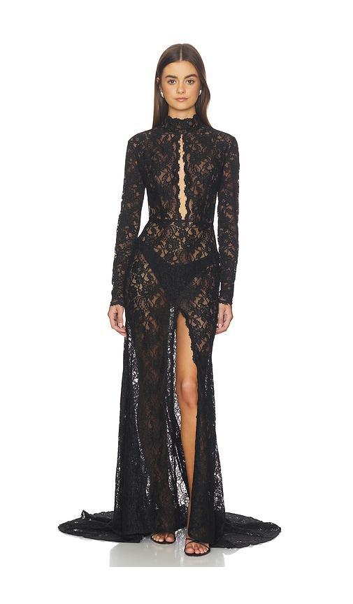 sonya moda hanna gown in black.