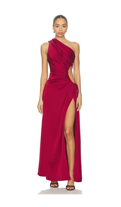 sonya moda nour dress in burgundy.