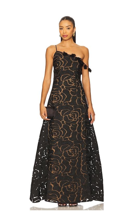sonya moda paloma gown in black.