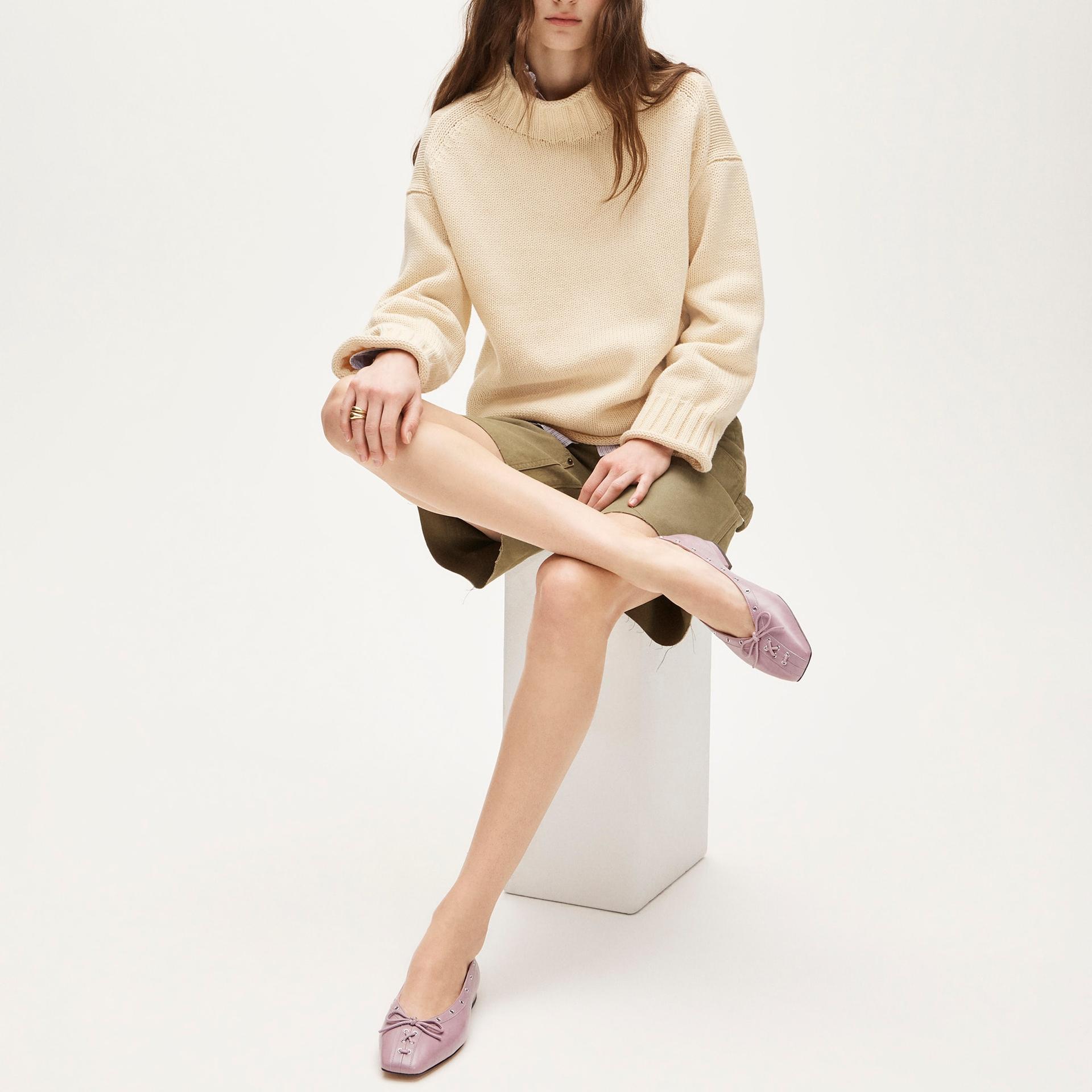 sophie ballet flats in studded suede and italian leather