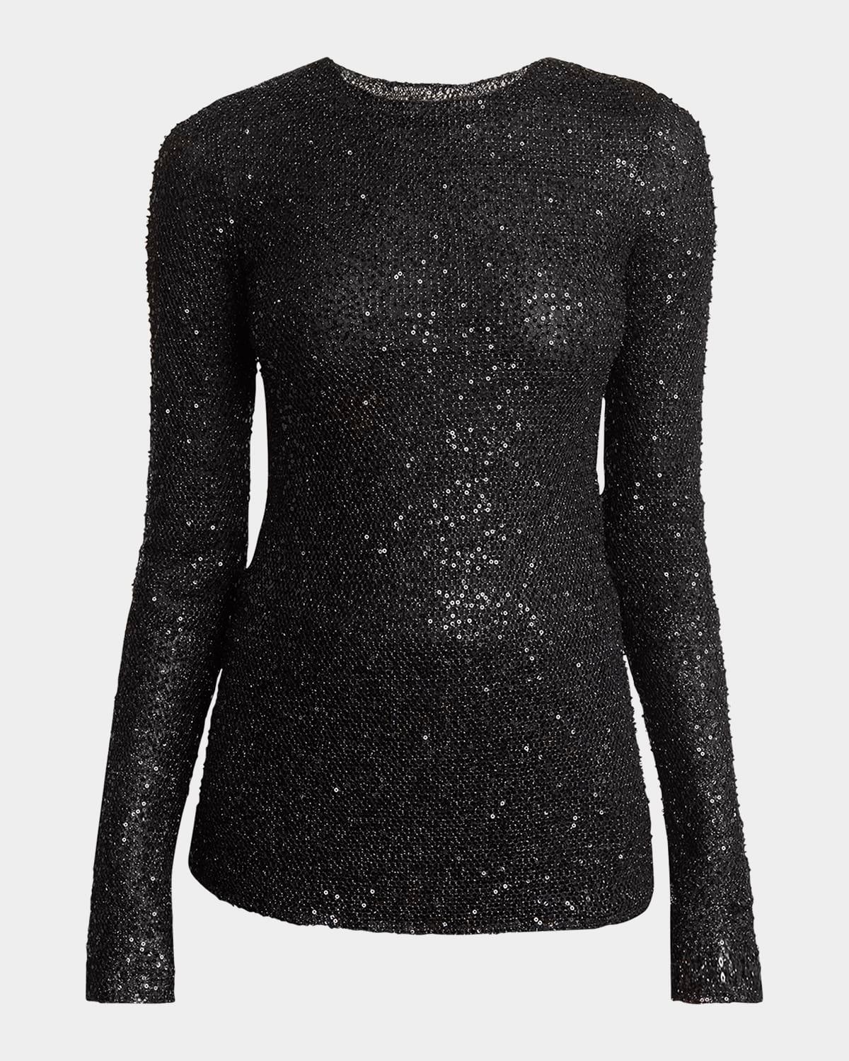 sophie long-sleeve sequin top