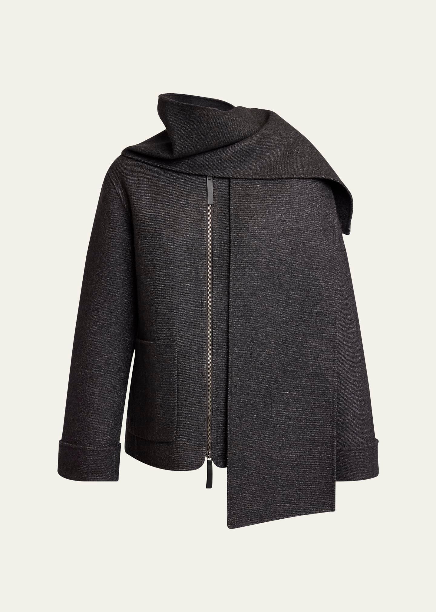 soraya double-face wool jacket with detachable scarf