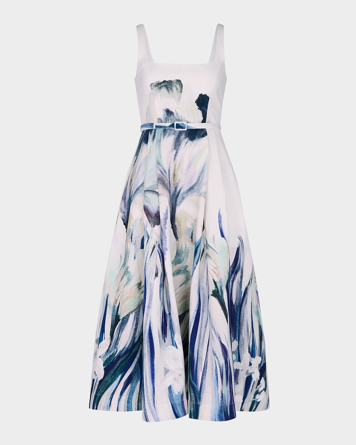 sorelle pleated floral-print midi dress