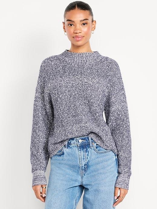 sosoft cropped mock-neck cable sweater