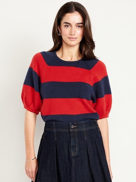 sosoft cropped puff-sleeve sweater