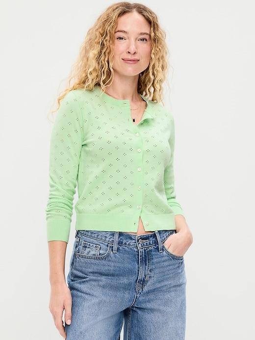 sosoft lite cropped pointelle cardigan