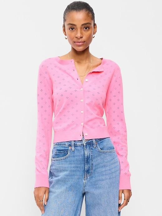sosoft lite cropped pointelle cardigan