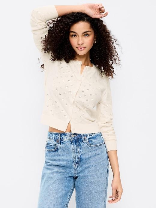 sosoft lite cropped pointelle cardigan