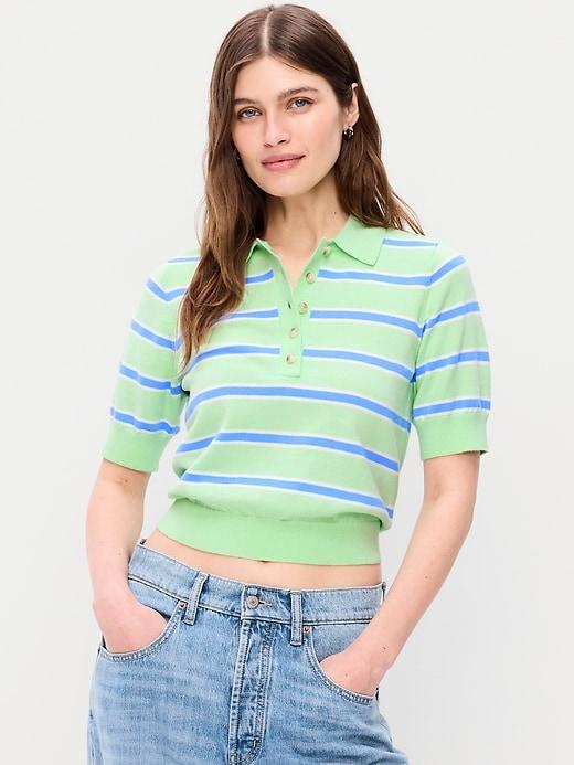 sosoft lite short-sleeve pointelle cropped polo