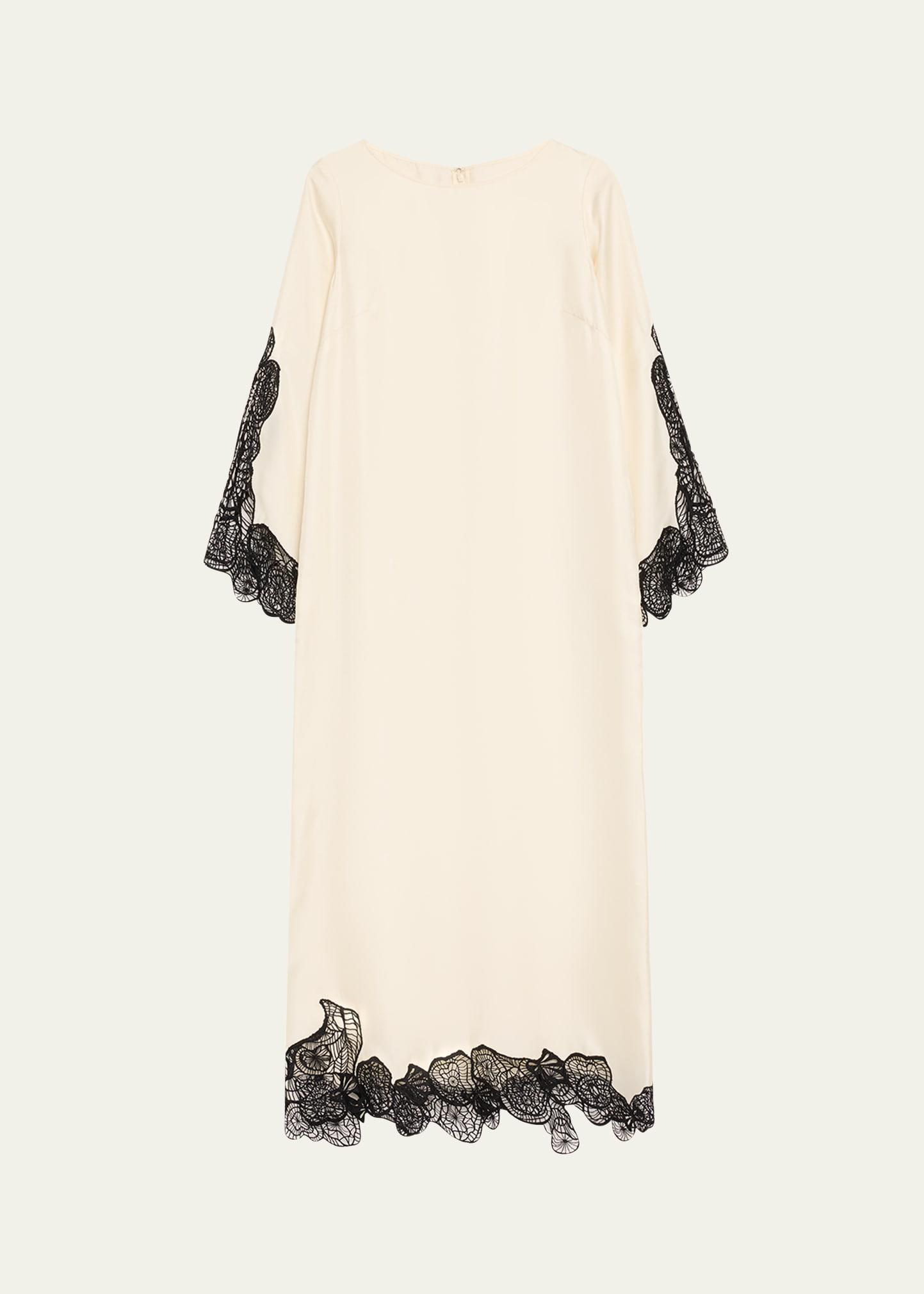 soto lace trim silk-blend dress