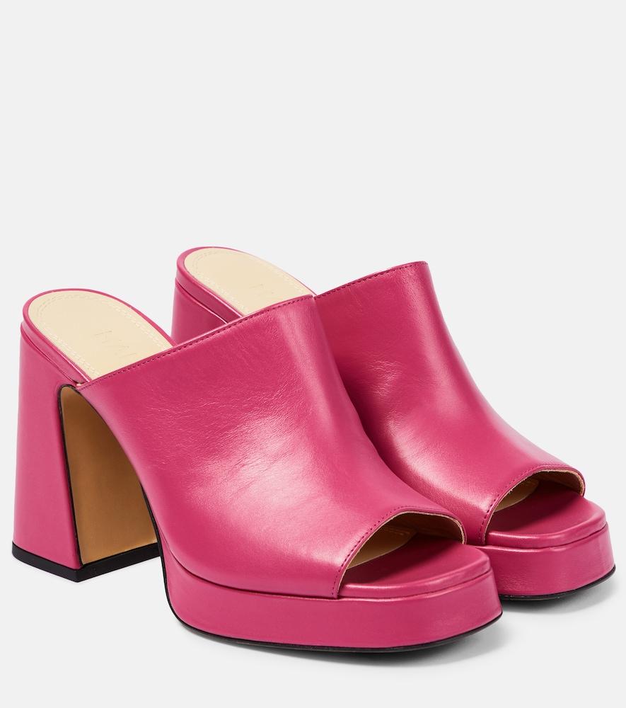souliers martinez alba 90 platform leather mules