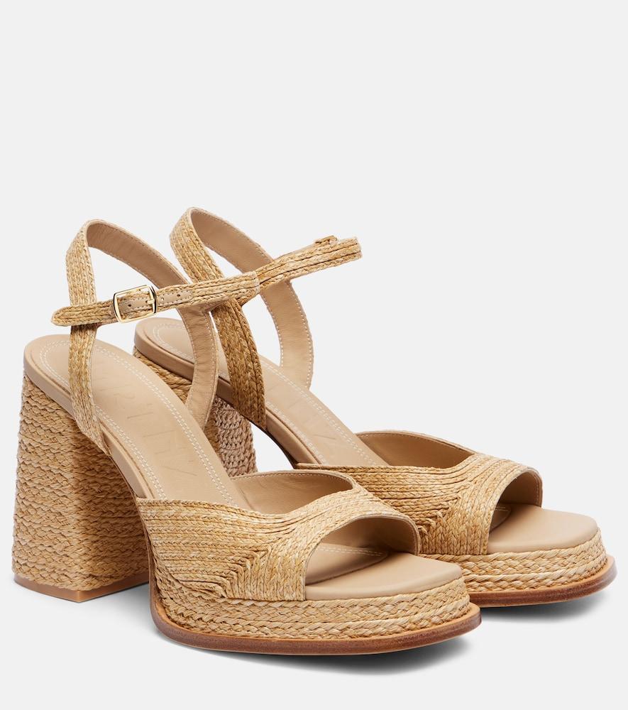 souliers martinez gracia 95 raffia platform sandals