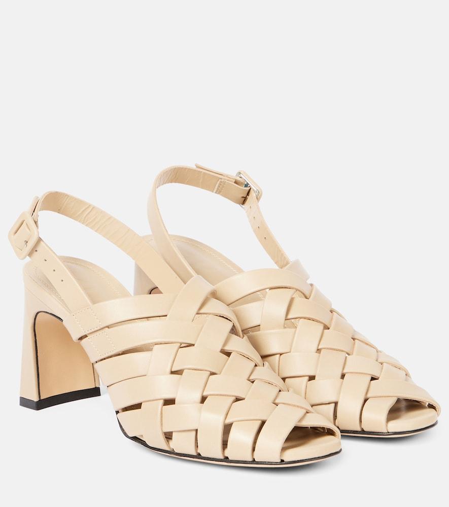 souliers martinez leona 80 leather slingback pumps