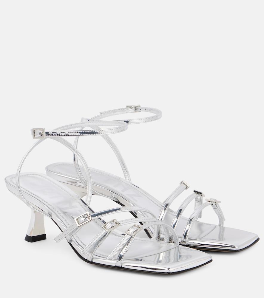 souliers martinez teresa 60 metallic leather sandals