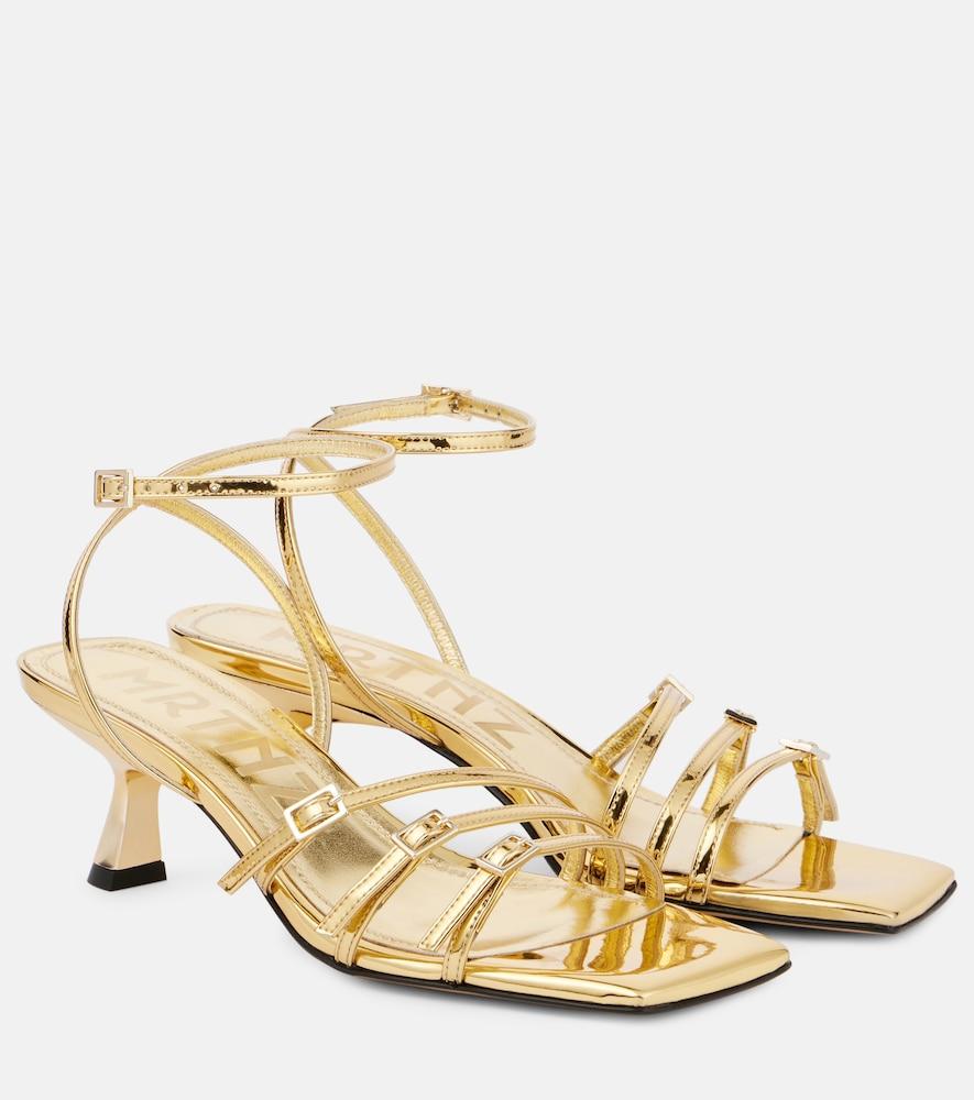 souliers martinez teresa 80 metallic leather sandals