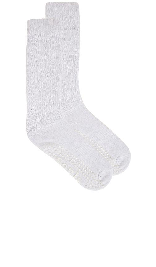 souls. grey cloud grip socks in grey.