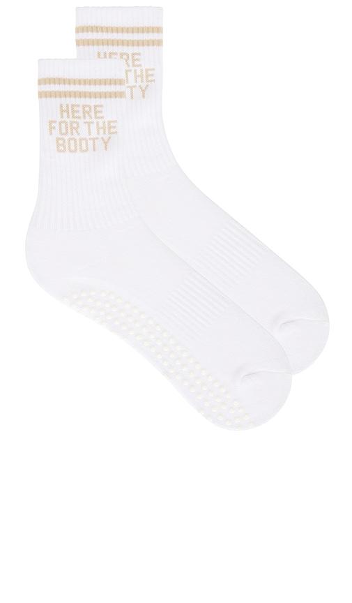souls. here for the booty grip socks in white.