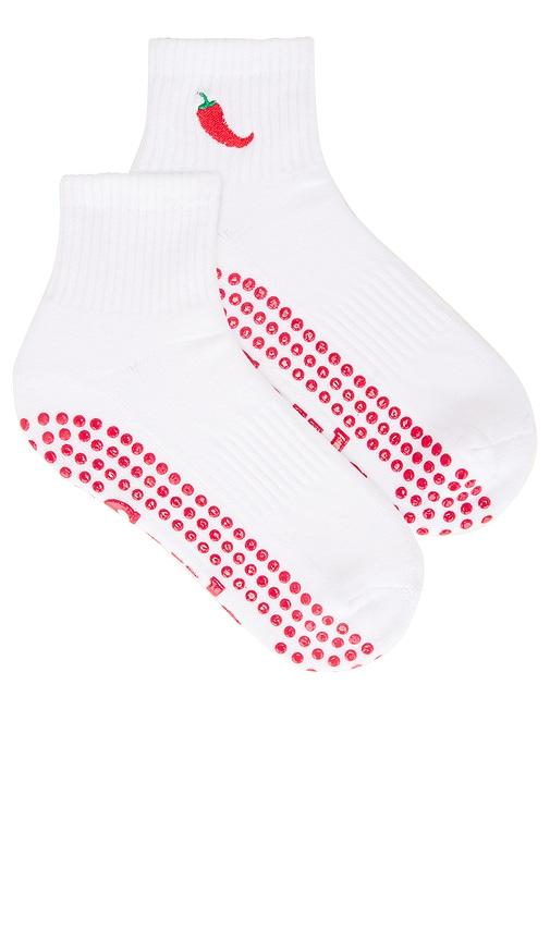 souls. spicy grip socks in white.