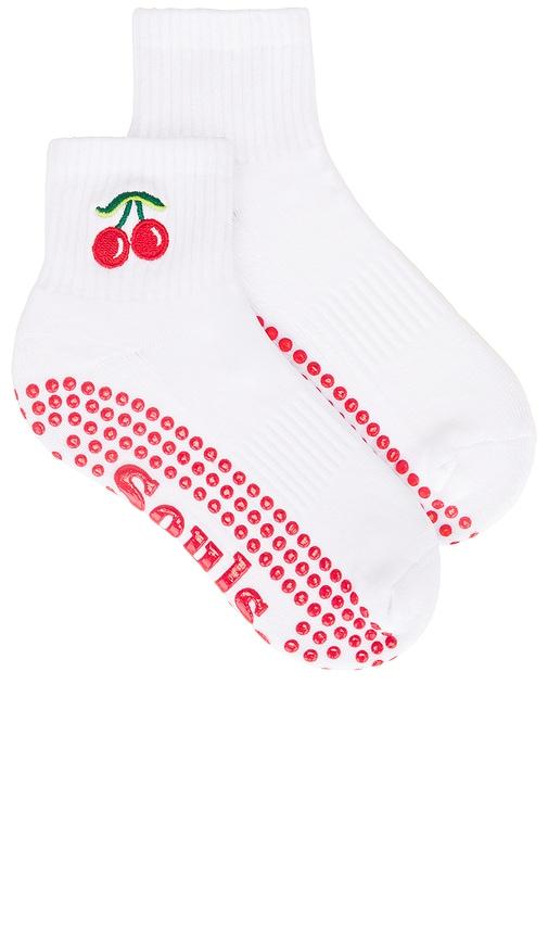 souls. very cherry grip socks in white.
