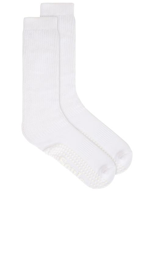 souls. white cloud grip sock in white.