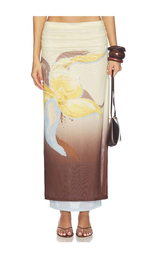 sovere dahlia skirt in ivory,brown.