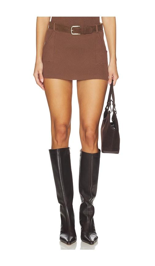 sovere elsa knit mini skirt in brown.
