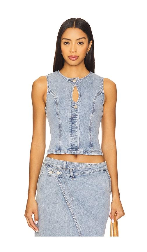 sovere etch denim bodice in blue.