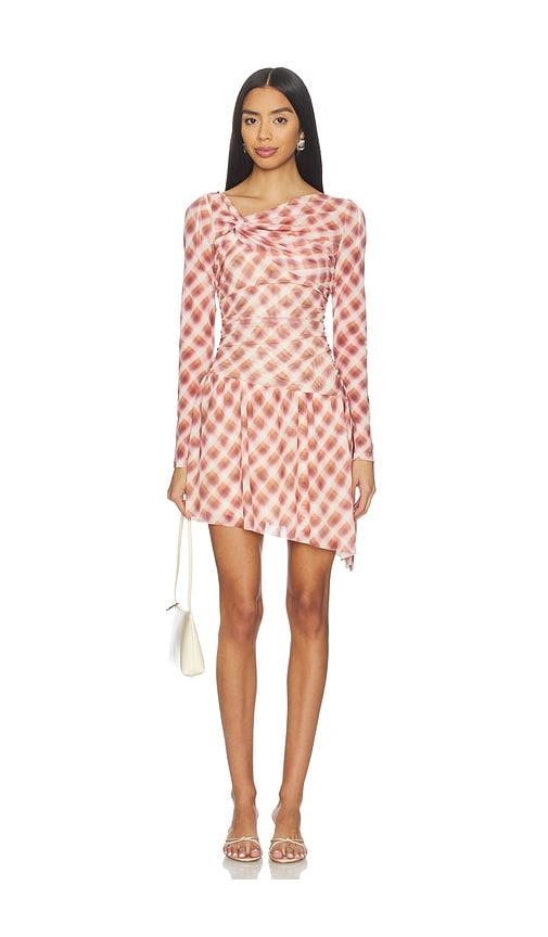 sovere euphoria longsleeve dress in rust.
