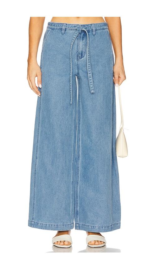 sovere everleigh wide leg jeans in blue.
