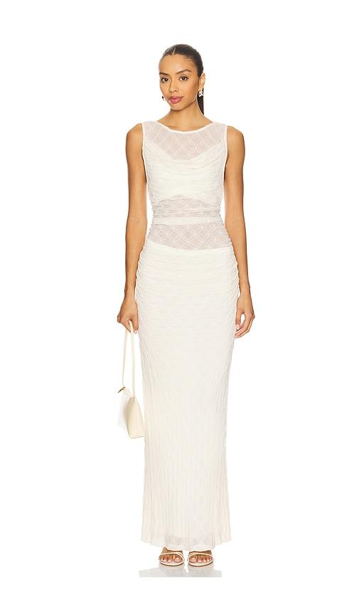 sovere love cowl mesh dress in cream.