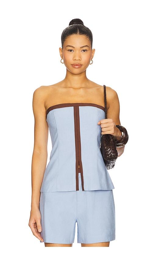 sovere refine bodice top in baby blue.