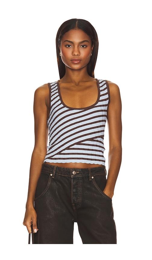 sovere solene stripe knit top in baby blue,brown.