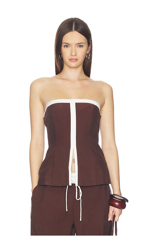 sovere sora bodice top in brown,white.