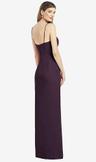 spaghetti strap draped skirt gown with front slit