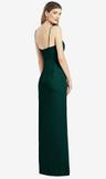spaghetti strap draped skirt gown with front slit